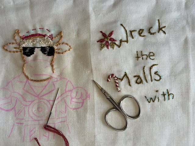 Slow Stitch With Me – Christmas Poinsettia & Fishbone Leaves Tutorial