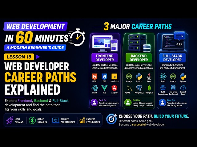 Lesson 15 - Web Developer Career Paths Explained | Frontend, Backend & Full-Stack