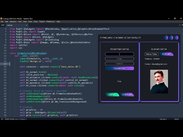 Form with SQLite database in Python with PyQt5