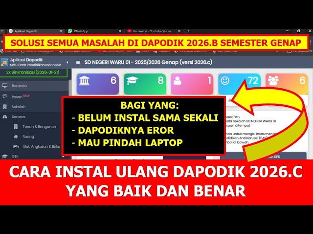 CARA INSTAL ULANG APLIKASI DAPODIK 2026.C SEMESTER GENAP YANG BAIK DAN BENAR