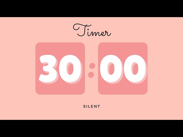 🌺 30 Minutes Silent Timer with Cute Ending Alarm | Pastel Red Timer