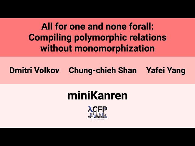 [miniKanren'26] All for one and none forall: Compiling polymorphic relations without(…)