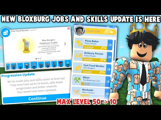 NEW BLOXBURG JOB AND SKILLS PROGRESSION UPDATE IS HERE! MAX JOB LEVEL CHANGED!