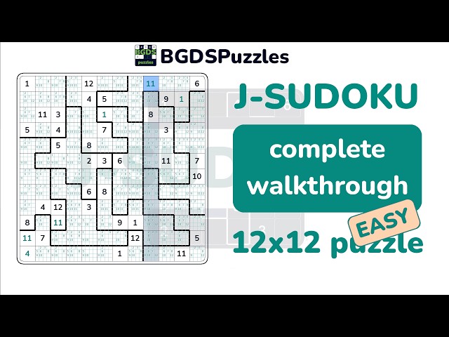 Jigsaw Sudoku 12x12 Complete Walkthrough | Easy Puzzle Solved Step by Step