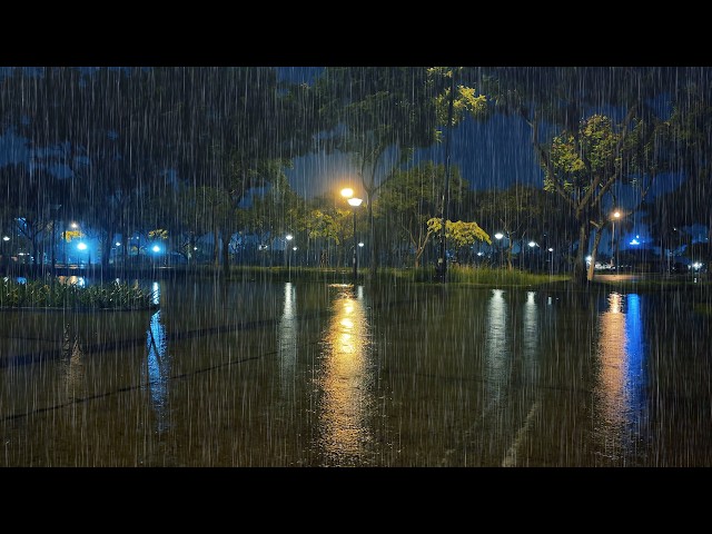 (No ads) Nighttime Park Rain ASMR | Calm Ambience for Sleep and Stress Relief