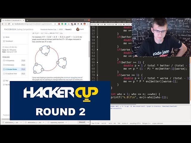Facebook Hacker Cup 2020 R2 (7th place)