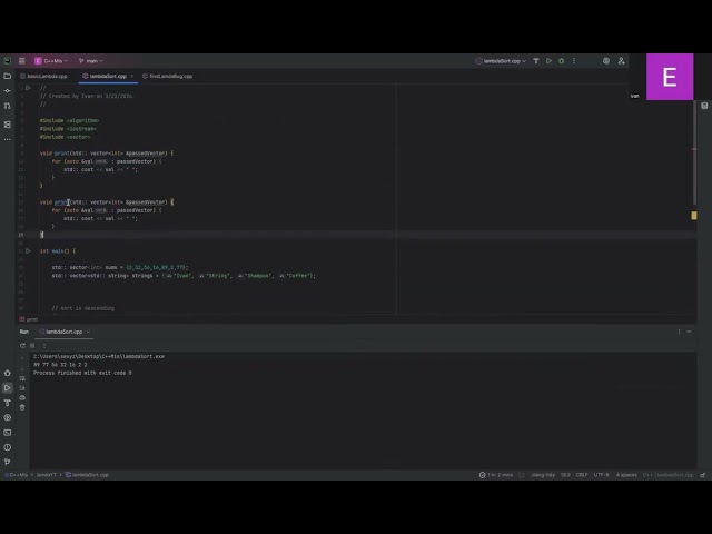 C++ Sorting with Lambda functions