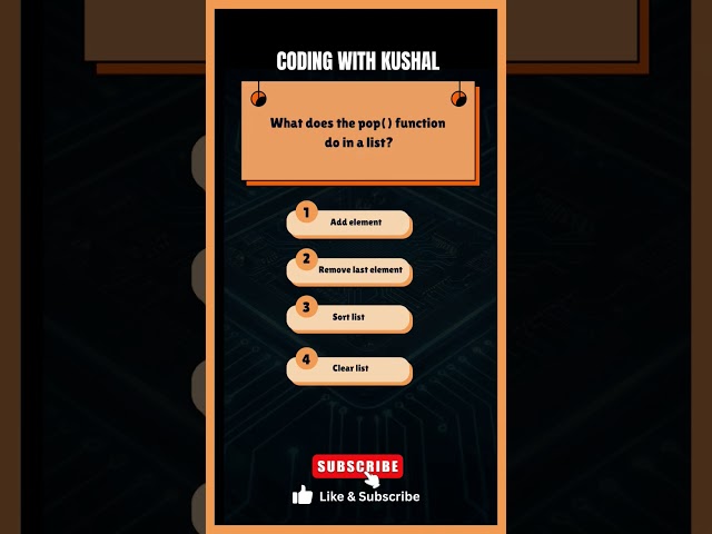 Python MCQ: What Does pop() Do in a List? | Beginner Quiz #shorts