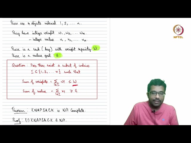 Knapsack Problem #CH30SP #swayamprabha