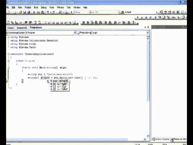 C# split string function