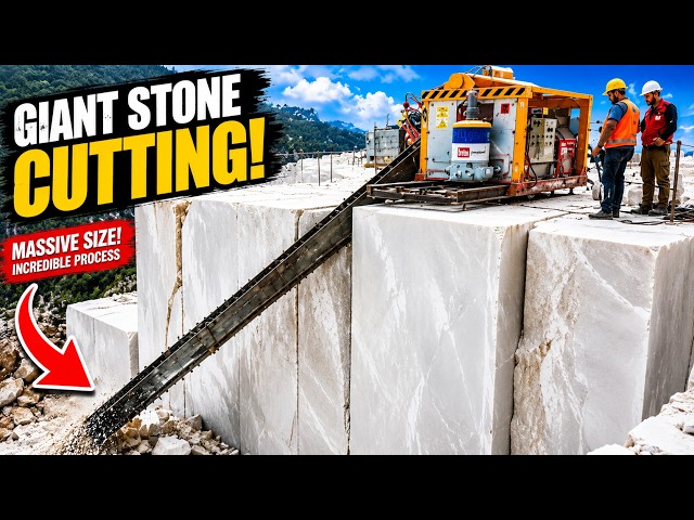 How Giant Marble Blocks are CUT into Luxurious Tiles? Carrara Marble Factory!