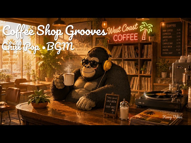 Coffee Shop Grooves ☕ West Coast Chill & Chill Pop BGM for Work & Study | Kong Vibes