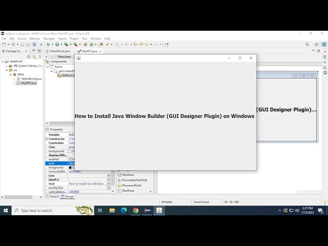 Install Java Window Builder (GUI Designer Plugin) on windows 10 or 11