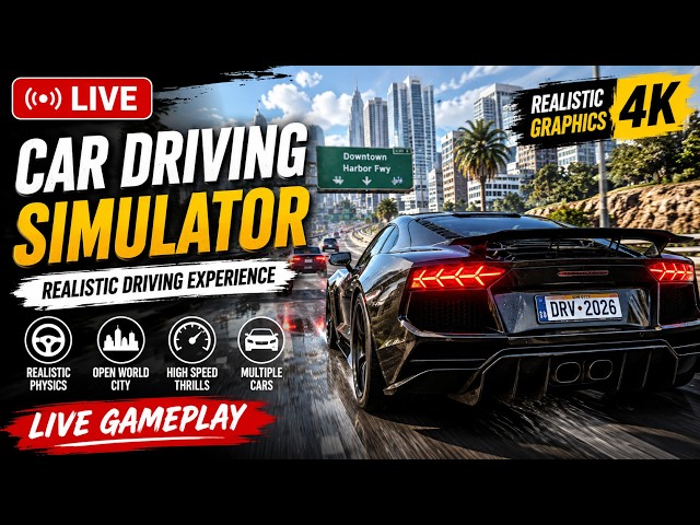 🚘 LIVE | Realistic Car Driving Simulator | No Commentary Gameplay