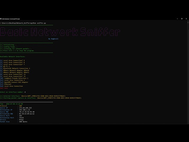 Basic Network Sniffer Using Scapy - Demo [EN]