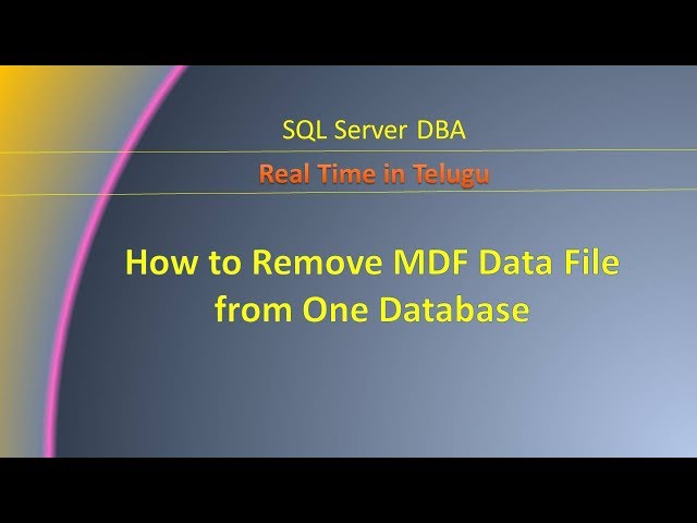 How to Remove NDF Data File from One Database