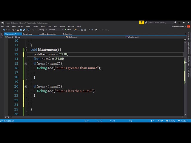 Unity C# Beginner Tutorials - If Statements in Unity #5