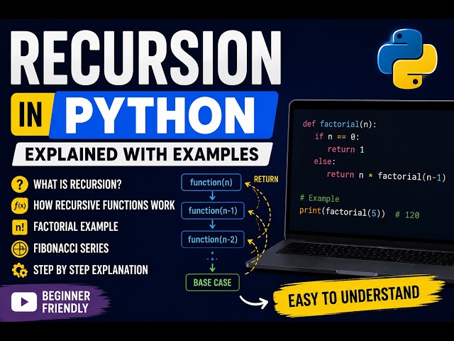 #15-Recursion in Python Explained | Learn Recursive Functions with Easy ExamplesPython Tutorial 2026