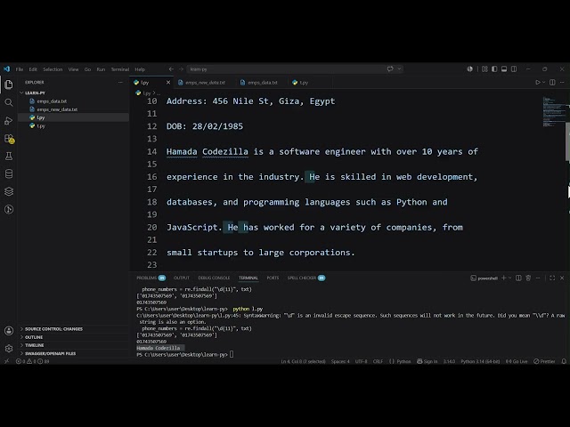 Learn Python: introduction to regex #52