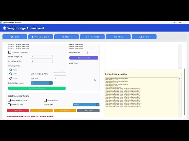 Reading data using rs232