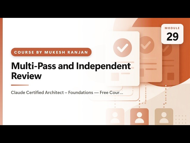 29. Multi-Pass and Independent Review — Claude Certified Architect – Foundations — Free Course