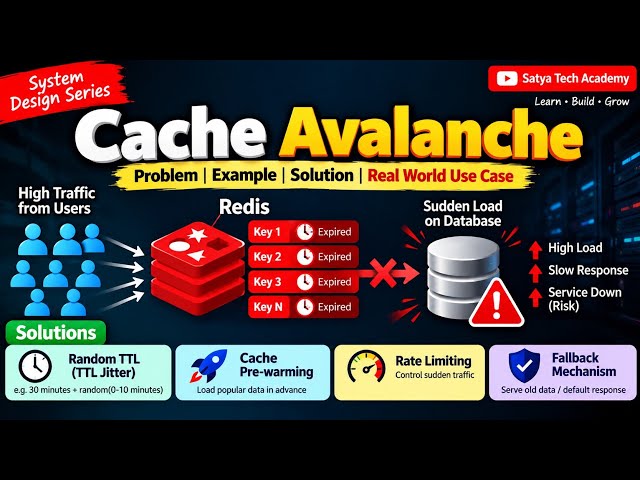 Cache Avalanche in Redis Explained in Hindi | Random TTL, Pre-Warming & Rate Limiting