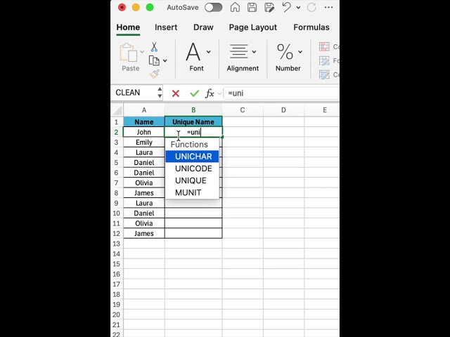 UNIQUE formula in excel  | Excel tips tricks  #excel #spreadsheetformula #exceltips