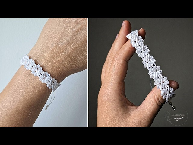 DIY Elegant White Lace Pattern Macrame Bracelet | Step-by-Step