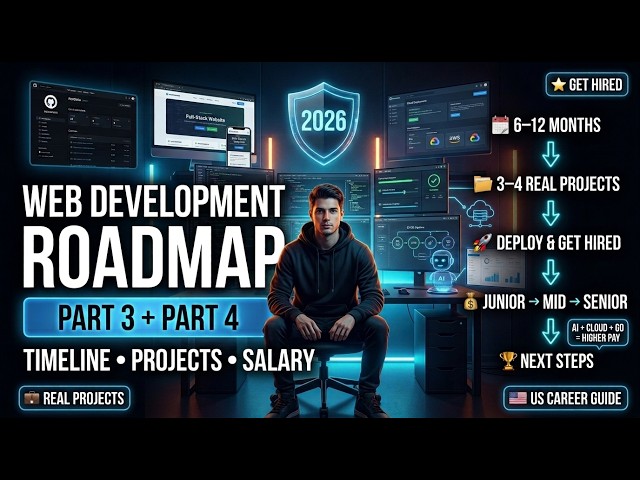 Web Development Roadmap 2026 (Part 3 + Part 4) | Timeline, Portfolio, Salary & Get Hired