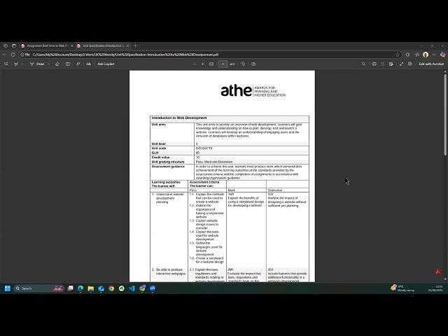 ATHE L3 DiIT-Unit-Introduction to Web Development-Tutorial Session-(VA)