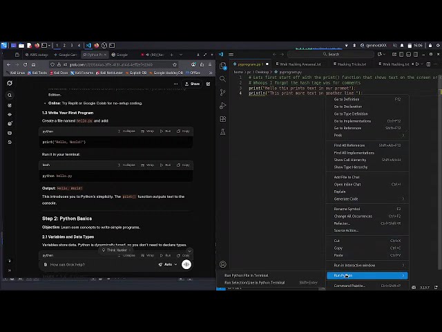 Learning to code in python for cyber security tasks.