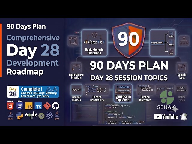 🔥  Day 28 - 90 Days Full Stack Plan | TS , Generic Functions, Interfaces, Classes & Constraints 🚀