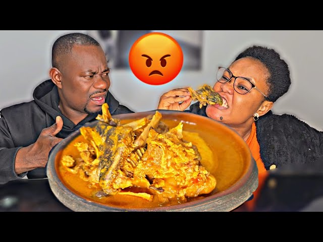EATING ONLY THE GOAT MEAT ON THE FOOD MUKPRANK ON HUSBAND, AFRICAN FOOD MUKBANG