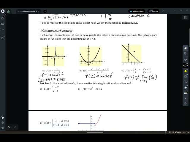 9.2 Continuous Functions & Limits at Infinity
