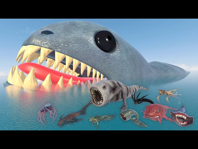 Sea Monster Weight Comparison in 3D Animation - The Bloop vs El Gran Majá Vs Julia Vs Sea Eater