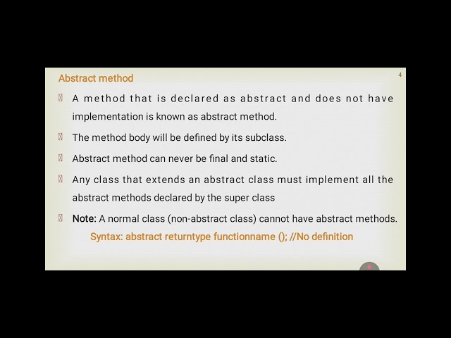 Abstract Classes and Methods