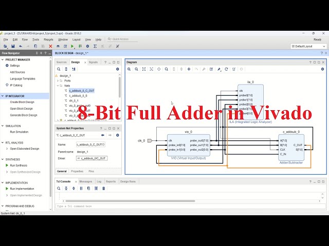 IP Based 8-Bit Full Adder Design in Xilinx Vivado.