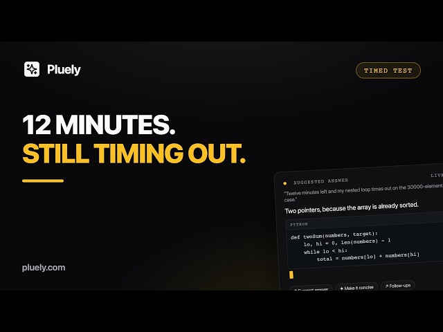 Timed LeetCode Test: Nested Loop to Two Pointers in 12 Minutes With Pluely's Invisible AI
