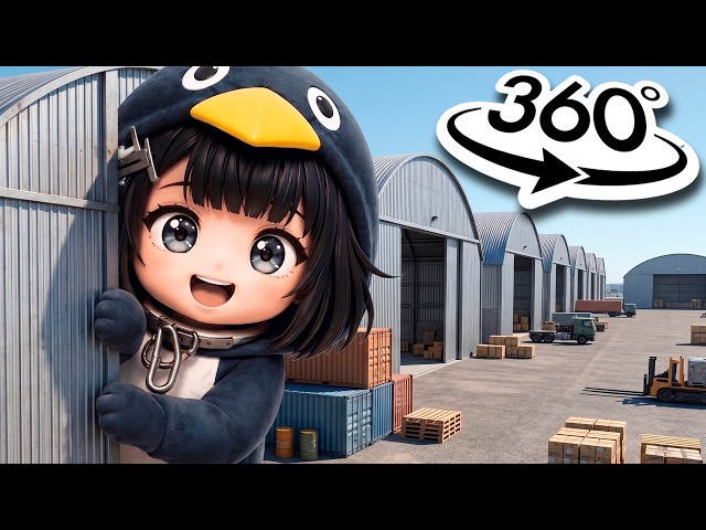 HUGE number GUGUGAGA Penguin are trying to hide in a WAREHOUSE in 360° VR !🐧