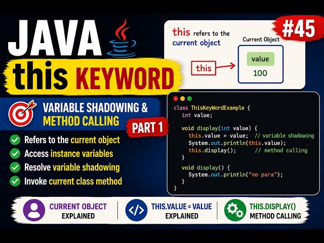 Java Full Course | 45 - this Keyword in Java | Variable Shadowing & Method Calling -Part 1