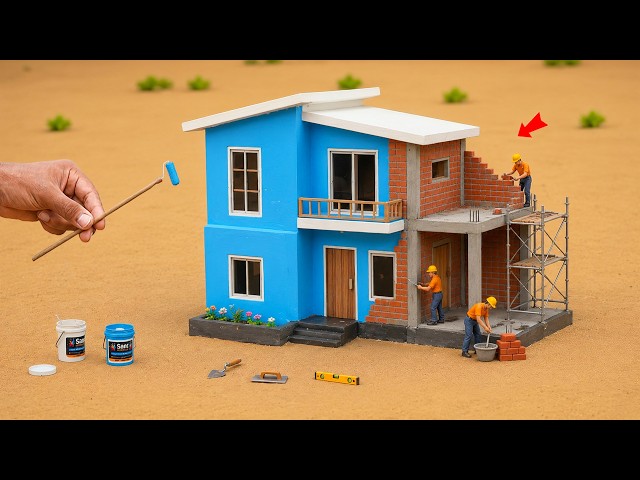 DIY Mini Brick House Construction |  Miniature Modern House Building
