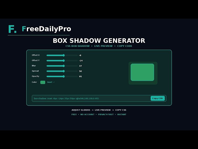 How to Generate CSS Box Shadow Free Online Live Preview | FreeDailyPro.com