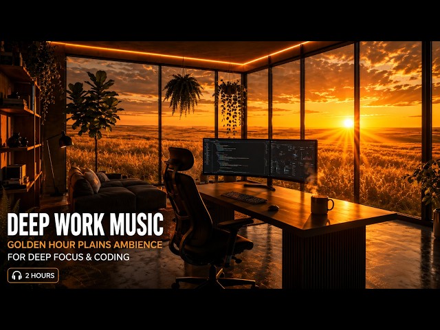 Deep Work Music | Golden Hour Plains Ambience for Deep Focus & Coding (2 Hours)