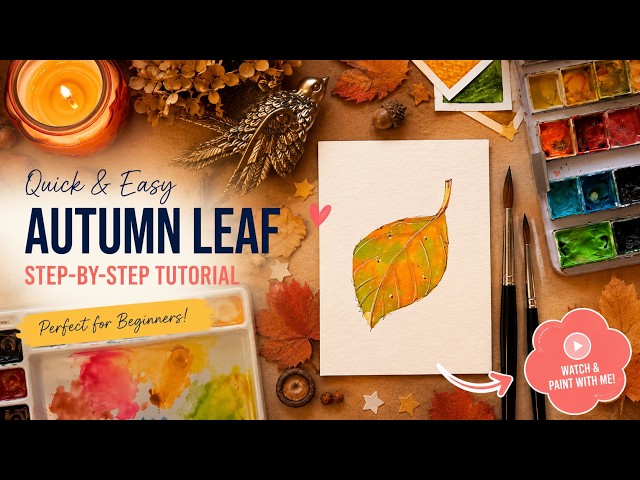 🍂 Easy Watercolor Autumn Leaf in 4 Minutes | Beginner Tutorial