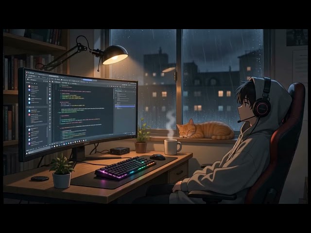 Vibe Coding Music 🌧️ Calm Rainy Beats to Build & Flow to - Hushfall