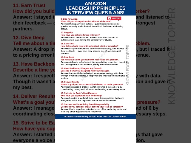Part #2 Amazon Leadership Principles Interview Questions and Answers