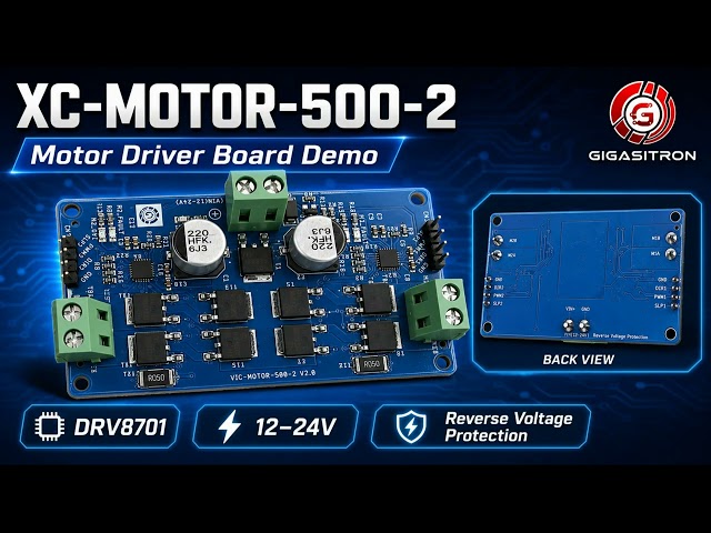 XC-MOTOR-500-2 Dual-Channel DC Motor Driver Demo | DRV8701, ESP32 & Reverse Protection