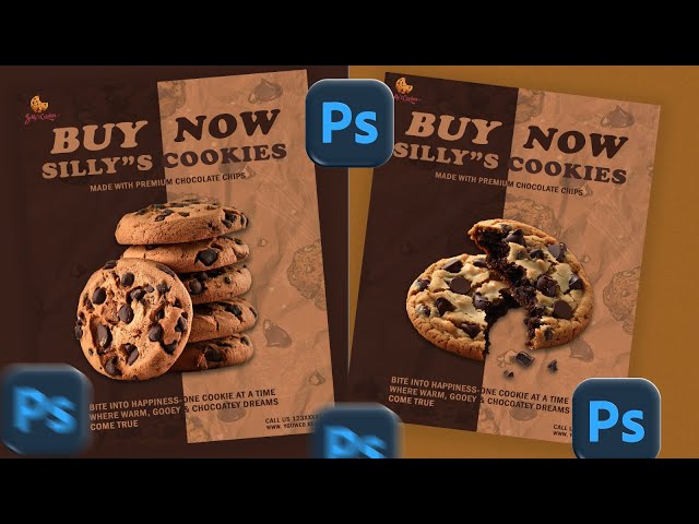 Food Banner Photoshop Tutorial | Cookies Ad Poster Design for Bakery
