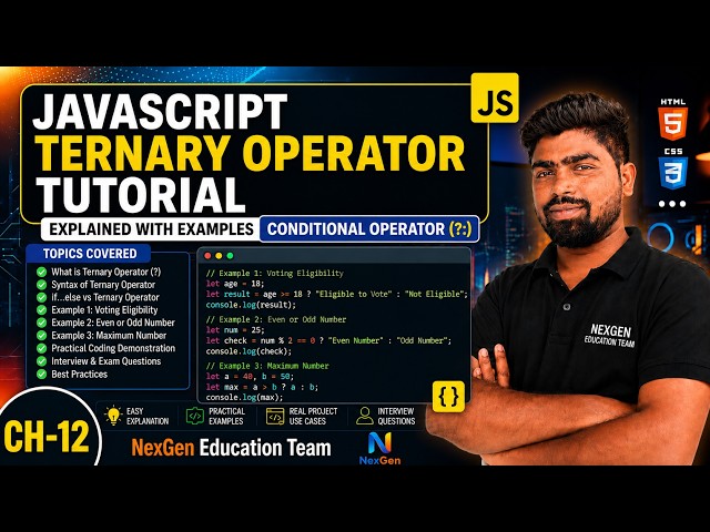 Ch-12 JavaScript Ternary Operator Tutorial