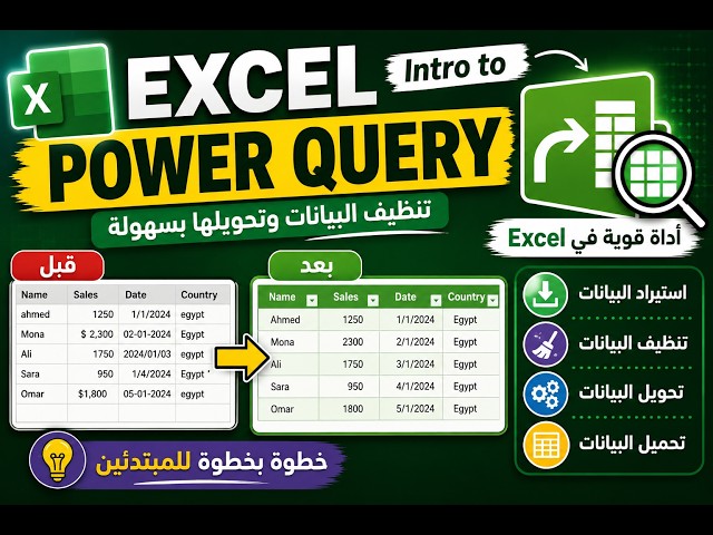 شرح Power Query في Excel للمبتدئين | تنظيف البيانات وتحويلها بسهولة | Data Cleaning Tutorial